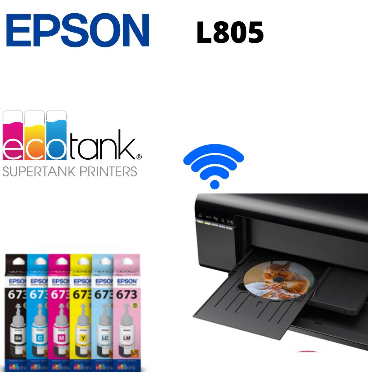 Impresora Epson L805 CD DVD Inalámbrica Tinta 6 Colores - KOBY INVERSIONES