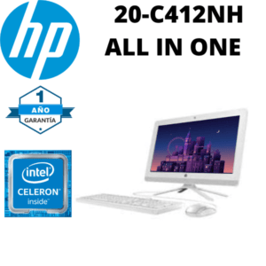 HP ALL IN ONE  20-C412NH CELERON J4005 2.0GHz, 4GB RAM 1TB 19.5″(1920X1080) DVD-RW  BLANCO