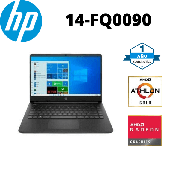 LAPTOP HP 14-FQ0090 ATLHON GOLD 3150U 4GB RAM 128GB 14" (1366x768) NEGRO