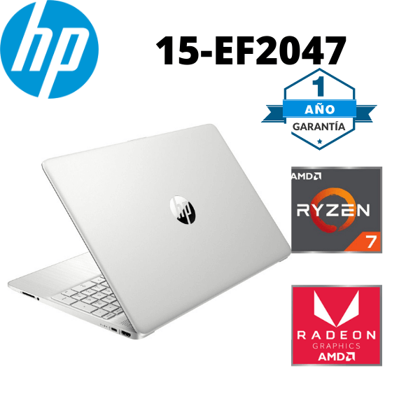 LAPTOP HP 15-EF2047 AMD RYZEN 7 5700U 8GB RAM 256GB SSD 15.6" (1366x768) NATURAL SILVER - Imagen 2